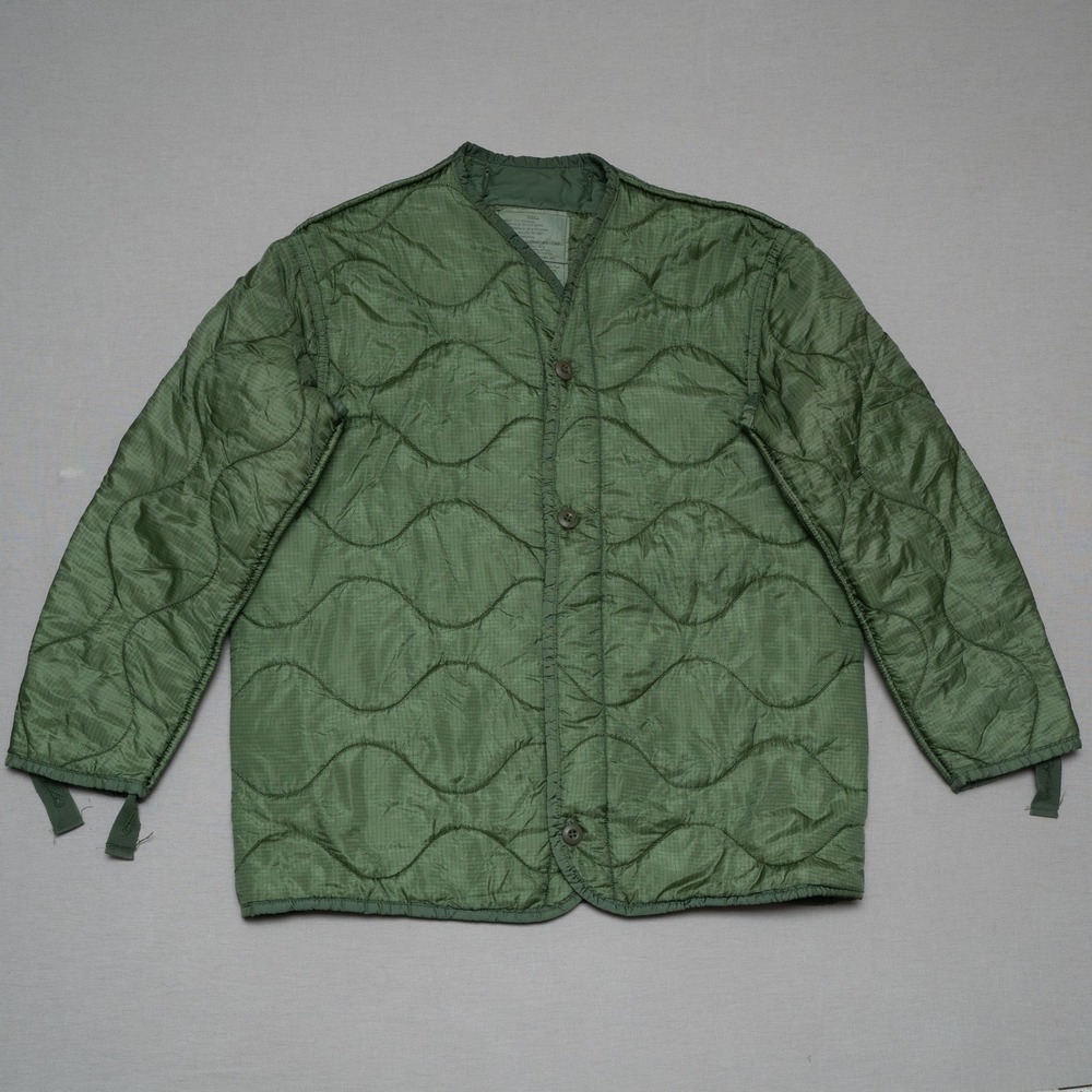 Vintage Mens Military Cold Weather Coat Liner With Buttons Adult Small Olive